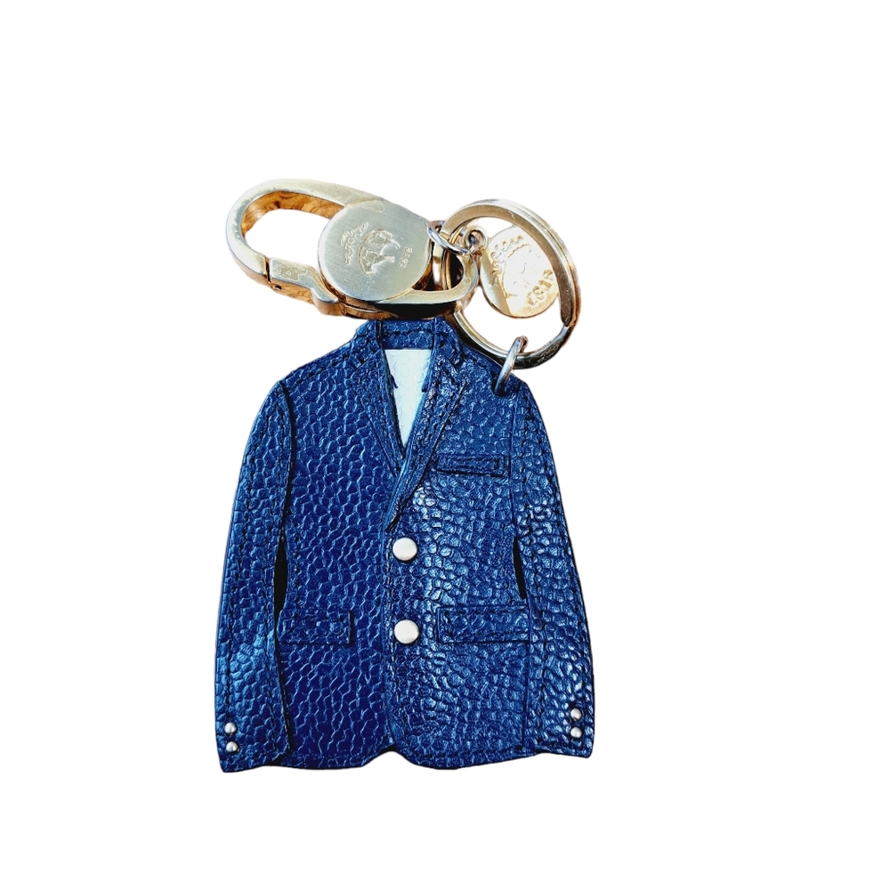 Brooks Brothers RARE Navy Blue Pebbled Leather Blazer Key Chain